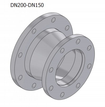 NEPTUN DIFFUSER kúpos koncentrikus szűkítő DN200/DN150/175, SS316L, DIN2616 szerint , PN10 karimákkal